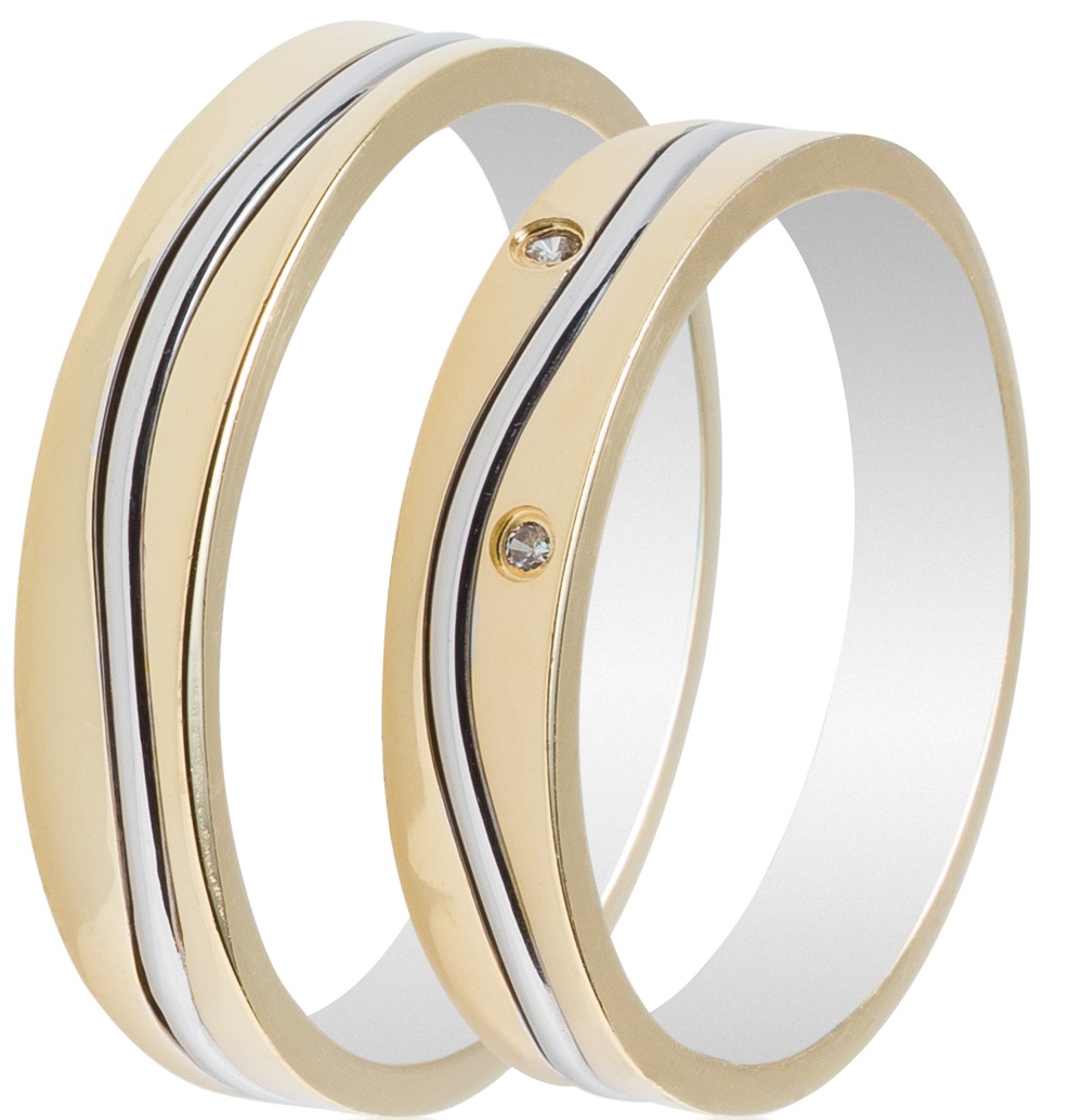 MASCHIO FEMMINA Celebrity Plus Collection Wedding Rings White and Yellow Gold TMF-28