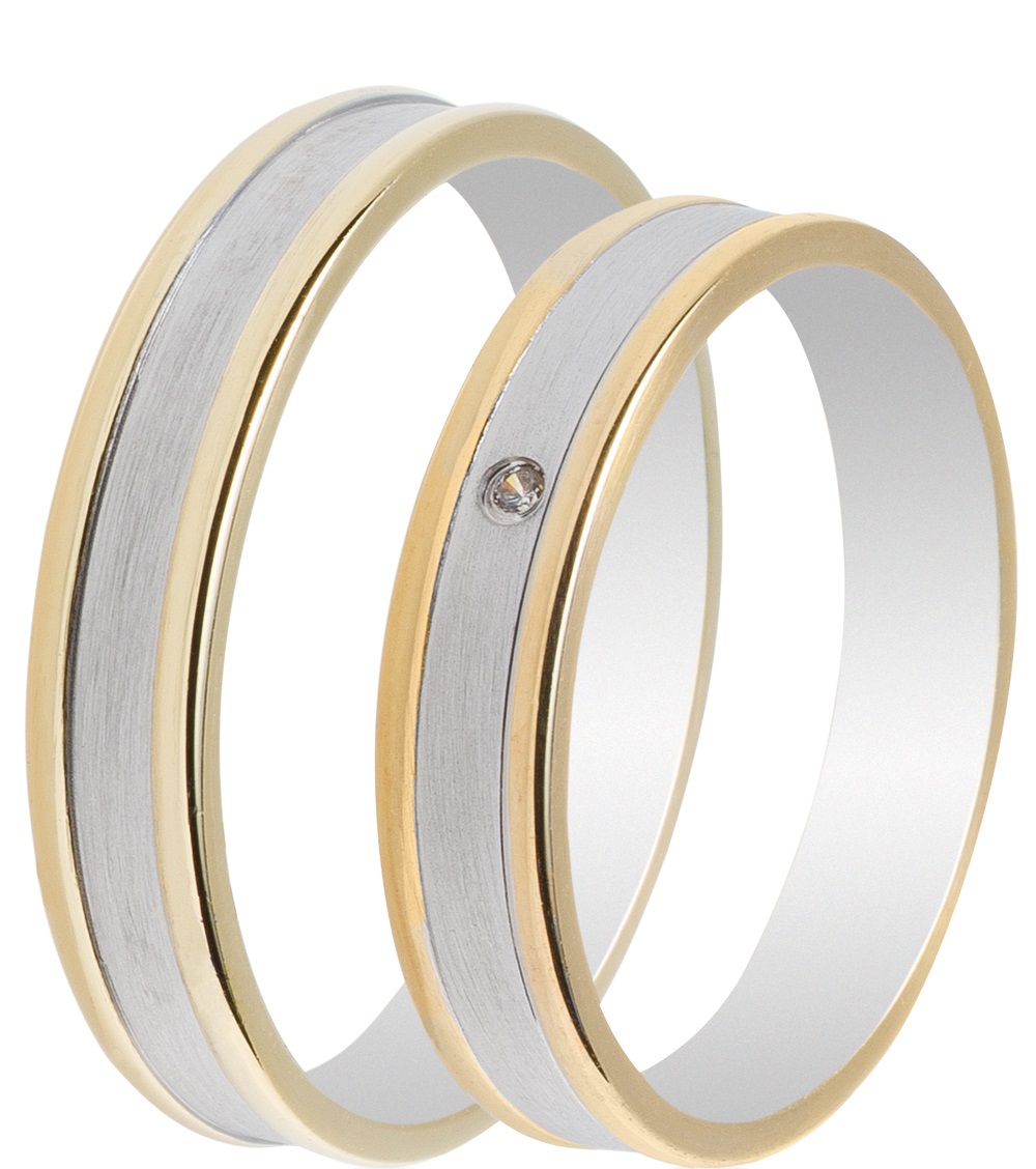MASCHIO FEMMINA Celebrity Plus Collection Wedding Rings White and Yellow Gold TMF-33