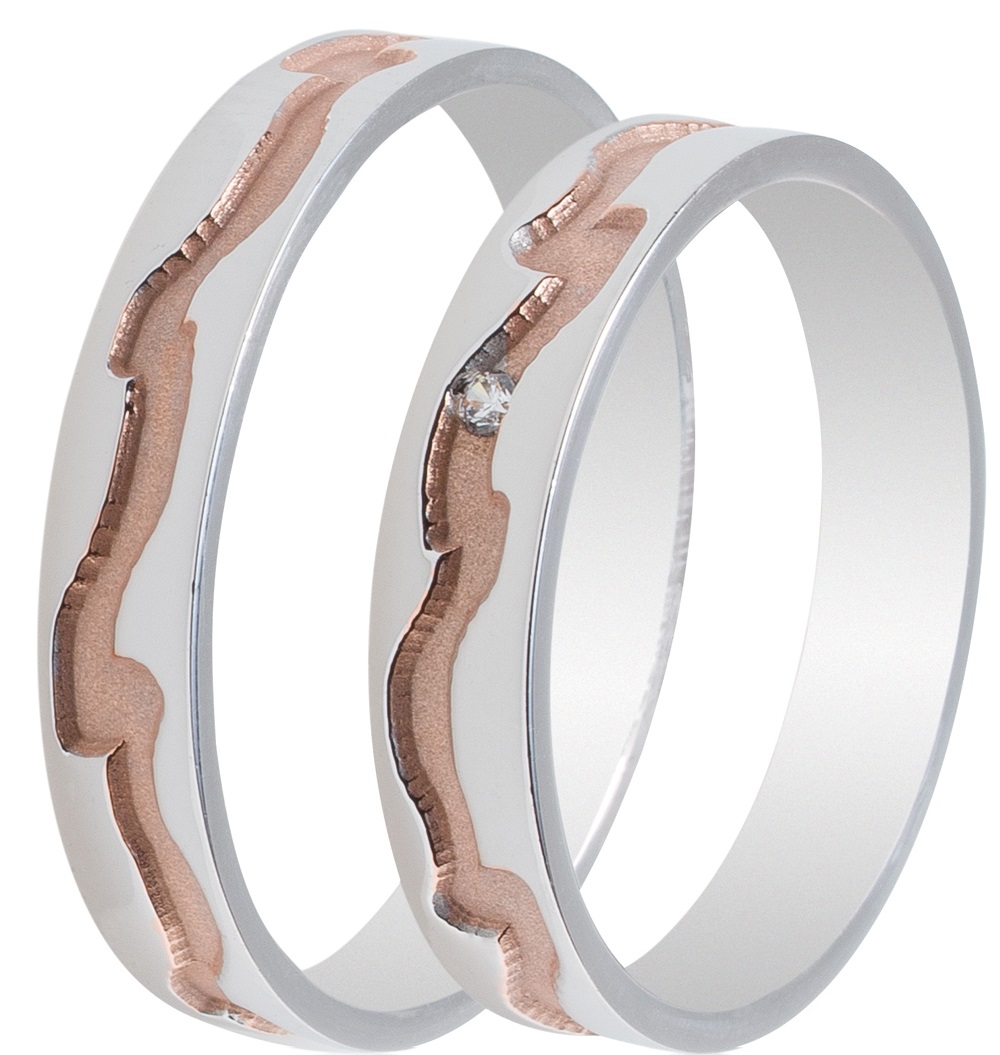 MASCHIO FEMMINA Celebrity Plus Collection Wedding Rings White and Rose Gold TMF-42