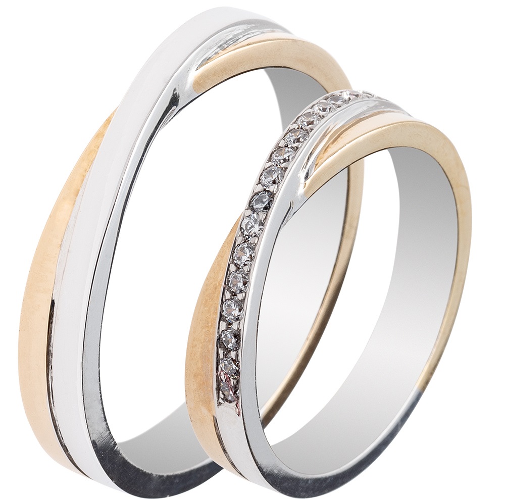 MASCHIO FEMMINA Famous Couple Collection Βέρες Λευκό και Κίτρινο  Χρυσό TMF-47 - Κίτρινο & Λευκό Χρυσό