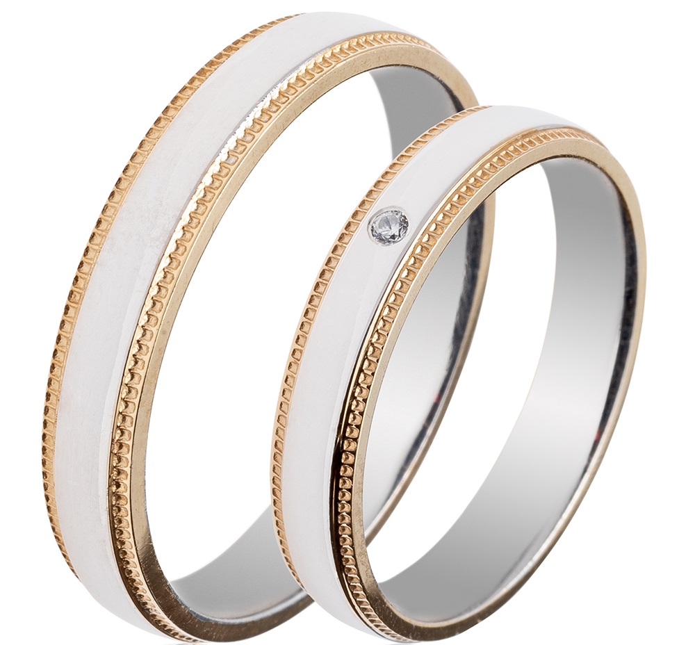 MASCHIO FEMMINA Famous Couple Collection Βέρες Λευκό και Κίτρινο  Χρυσό TMF-48 - Κίτρινο & Λευκό Χρυσό