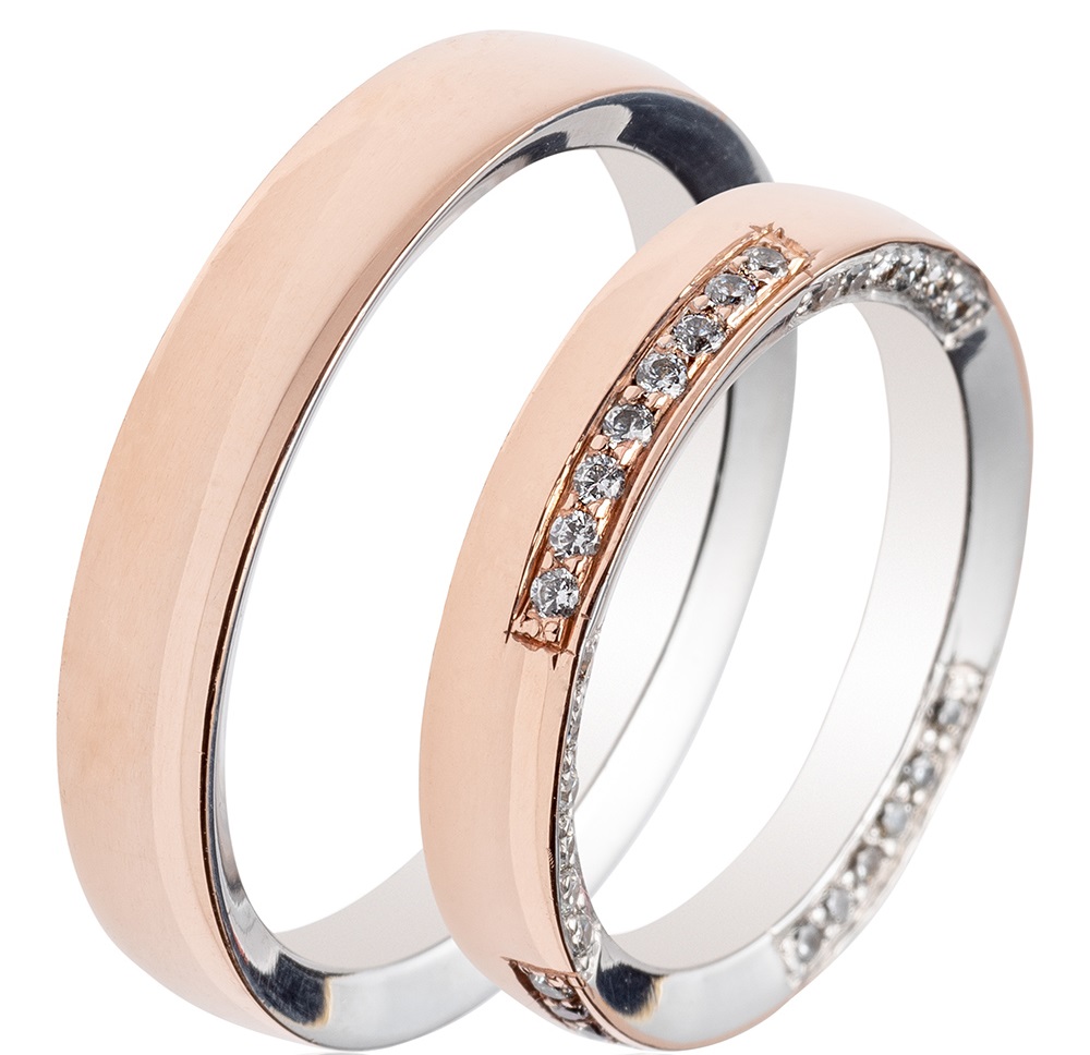 MASCHIO FEMMINA Famous Couple Collection Βέρες Λευκό και Ροζ  Χρυσό TMF-50