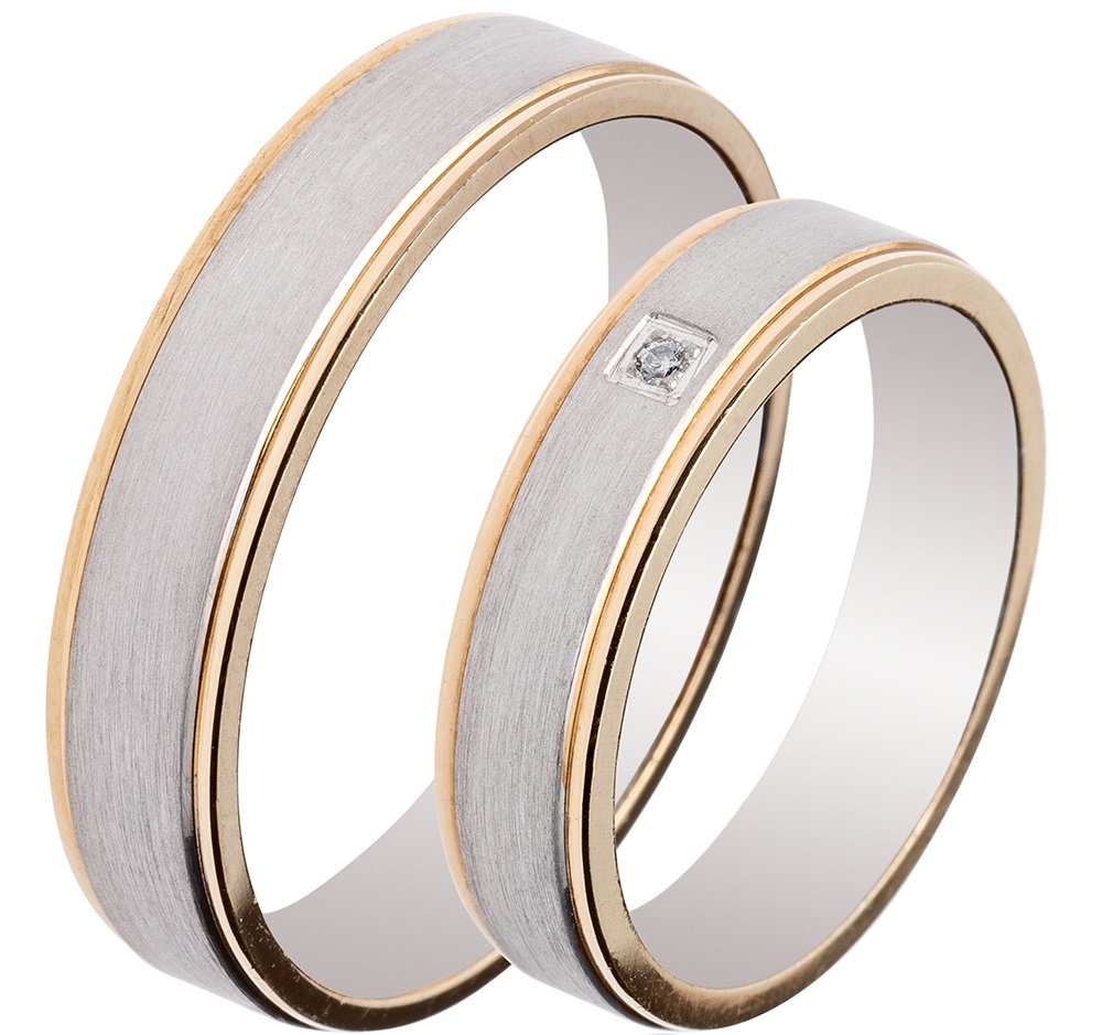 MASCHIO FEMMINA Famous Couple Collection Βέρες Λευκό και Κίτρινο  Χρυσό TMF-53 - Κίτρινο & Λευκό Χρυσό