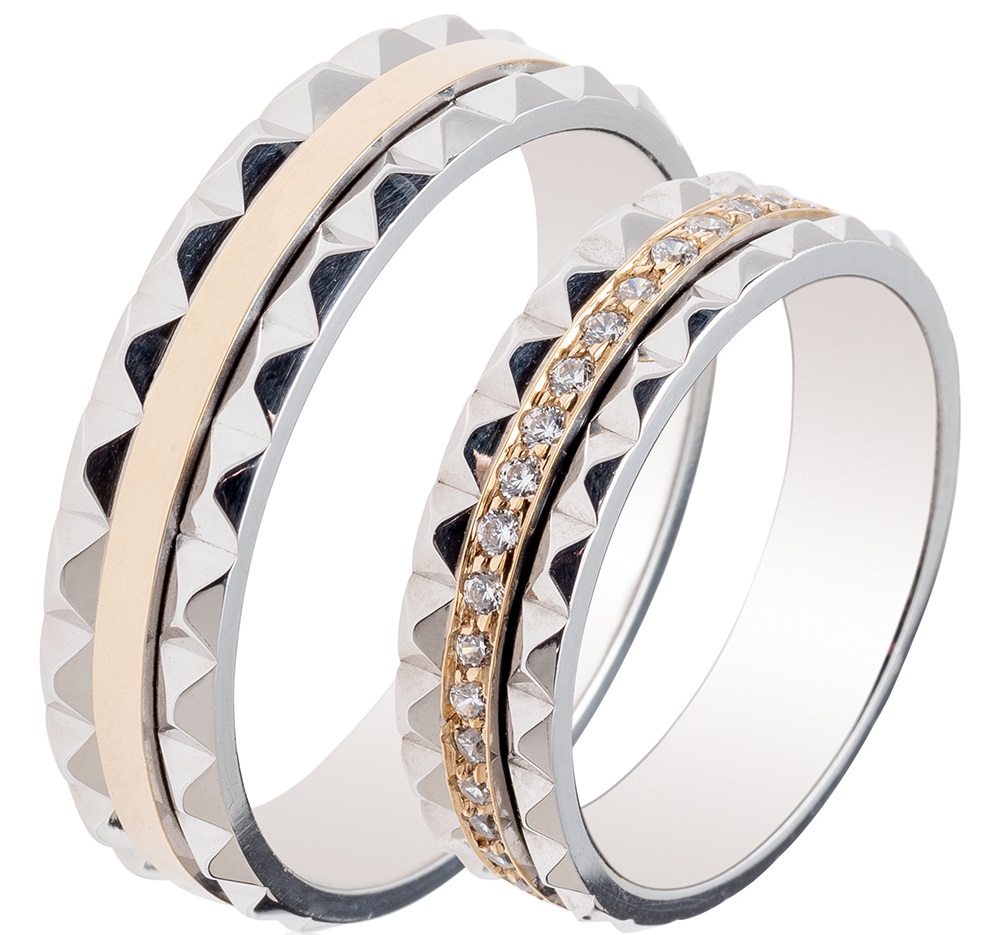 MASCHIO FEMMINA Famous Couple Collection Βέρες Λευκό και Κίτρινο  Χρυσό TMF-57 - Κίτρινο & Λευκό Χρυσό