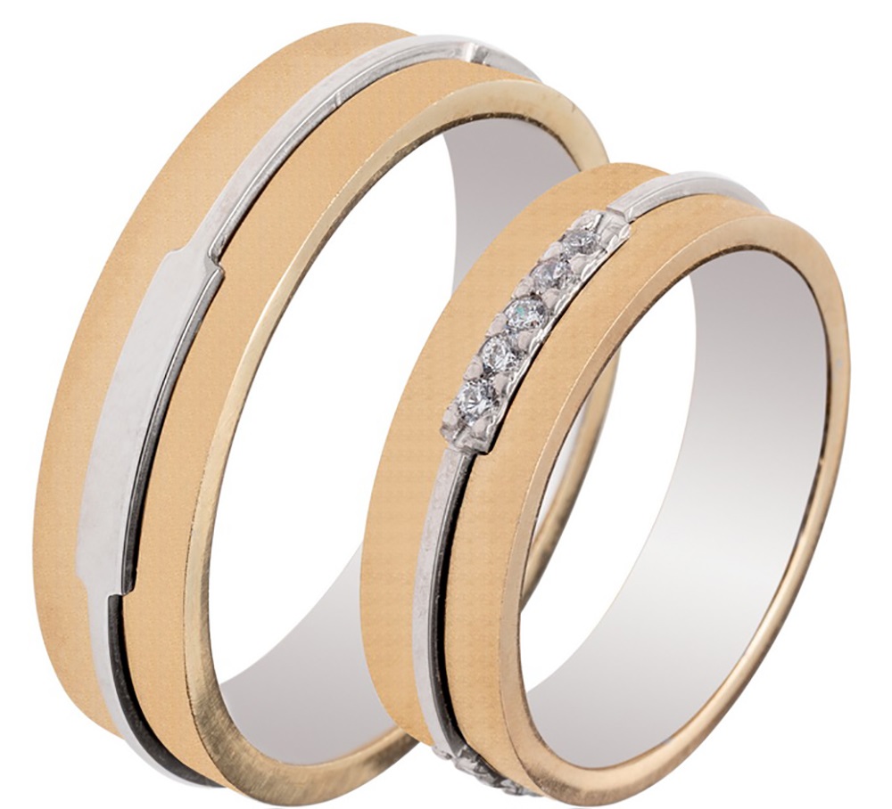 MASCHIO FEMMINA Famous Couple Collection Wedding Rings White and Yellow Gold TMF-59