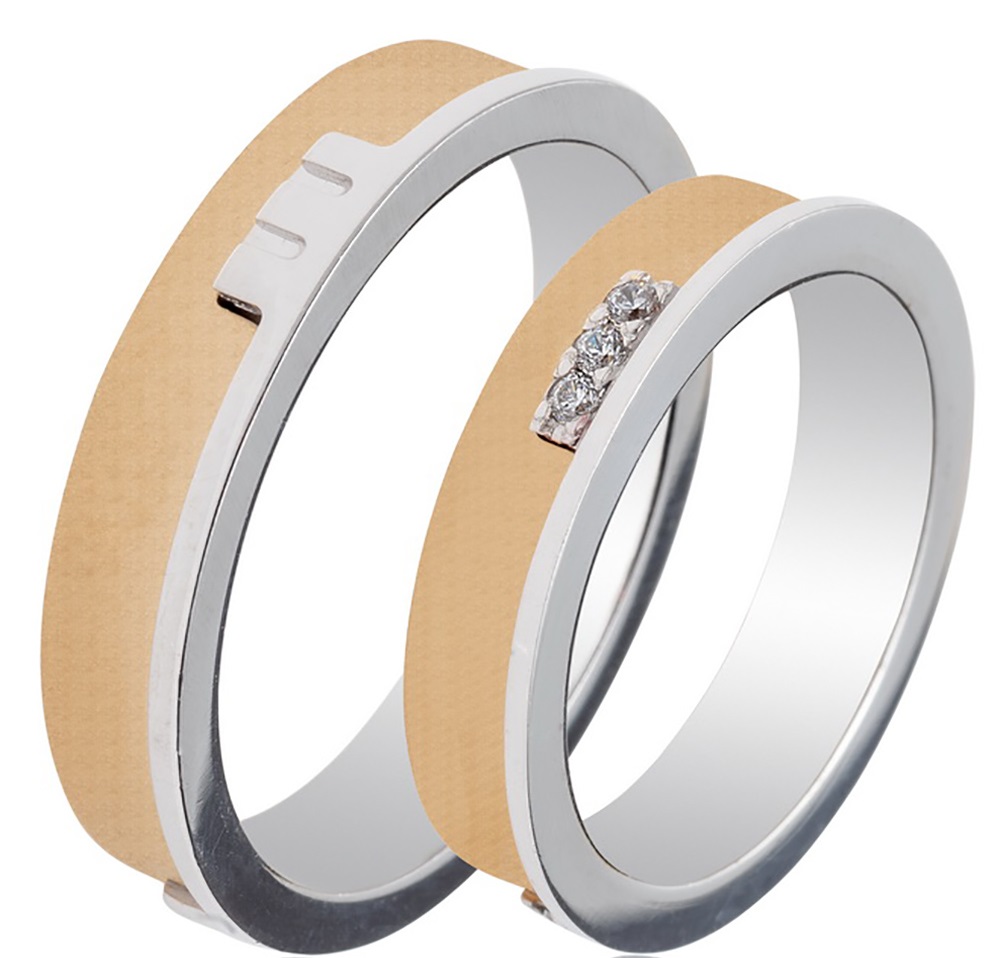 MASCHIO FEMMINA Famous Couple Collection Wedding Rings White and Yellow Gold TMF-60