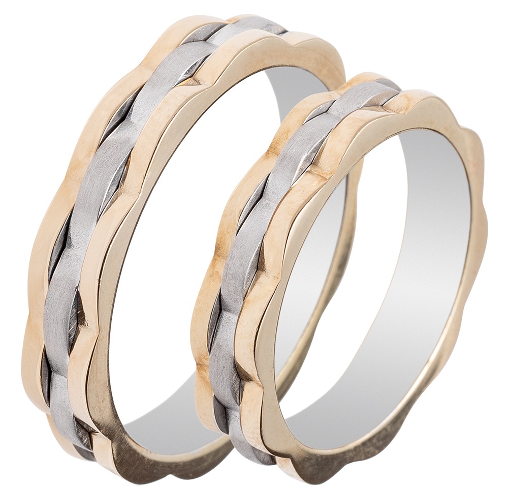 MASCHIO FEMMINA Famous Couple Collection Wedding Rings White and Yellow Gold TMF-64
