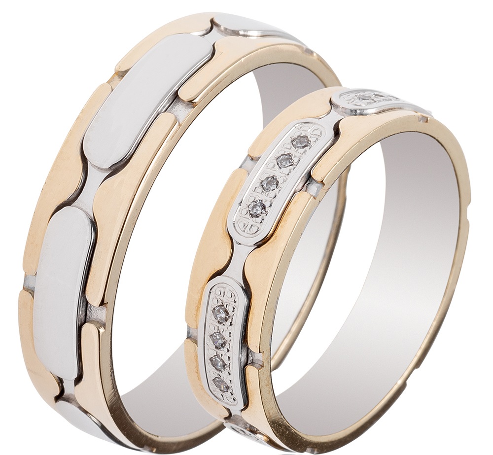 MASCHIO FEMMINA Famous Couple Collection Βέρες Λευκό και Κίτρινο  Χρυσό TMF-65 - Κίτρινο & Λευκό Χρυσό