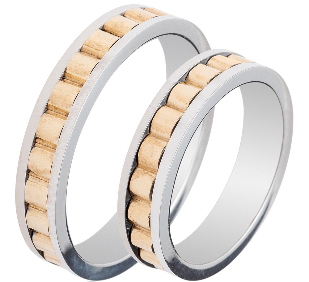 MASCHIO FEMMINA Famous Couple Collection Wedding Rings White and Yellow Gold TMF-66