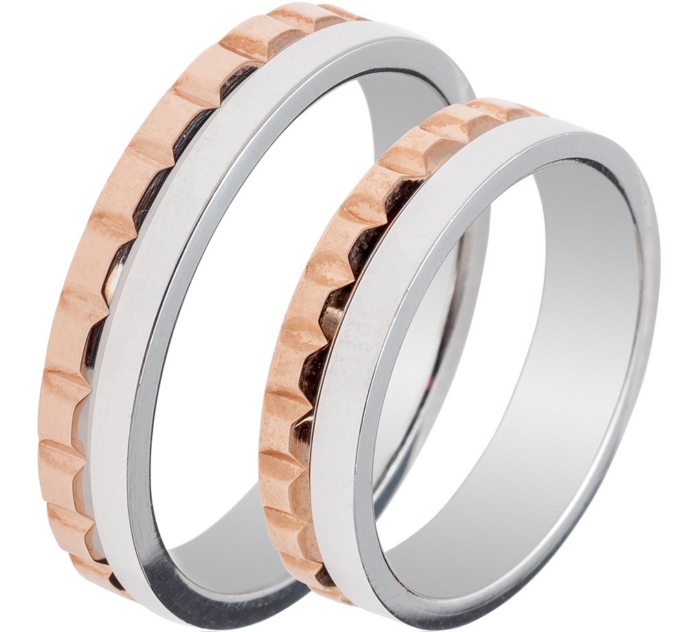 MASCHIO FEMMINA Famous Couple Collection Βέρες Λευκό και Ροζ  Χρυσό TMF-67 - Ροζ & Λευκό Χρυσό