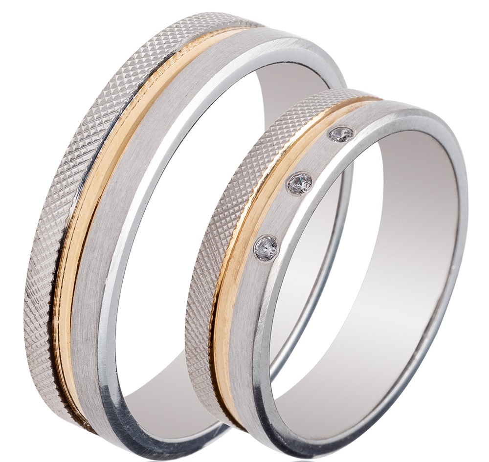 MASCHIO FEMMINA Famous Couple Collection Wedding Rings White and Yellow Gold TMF-68