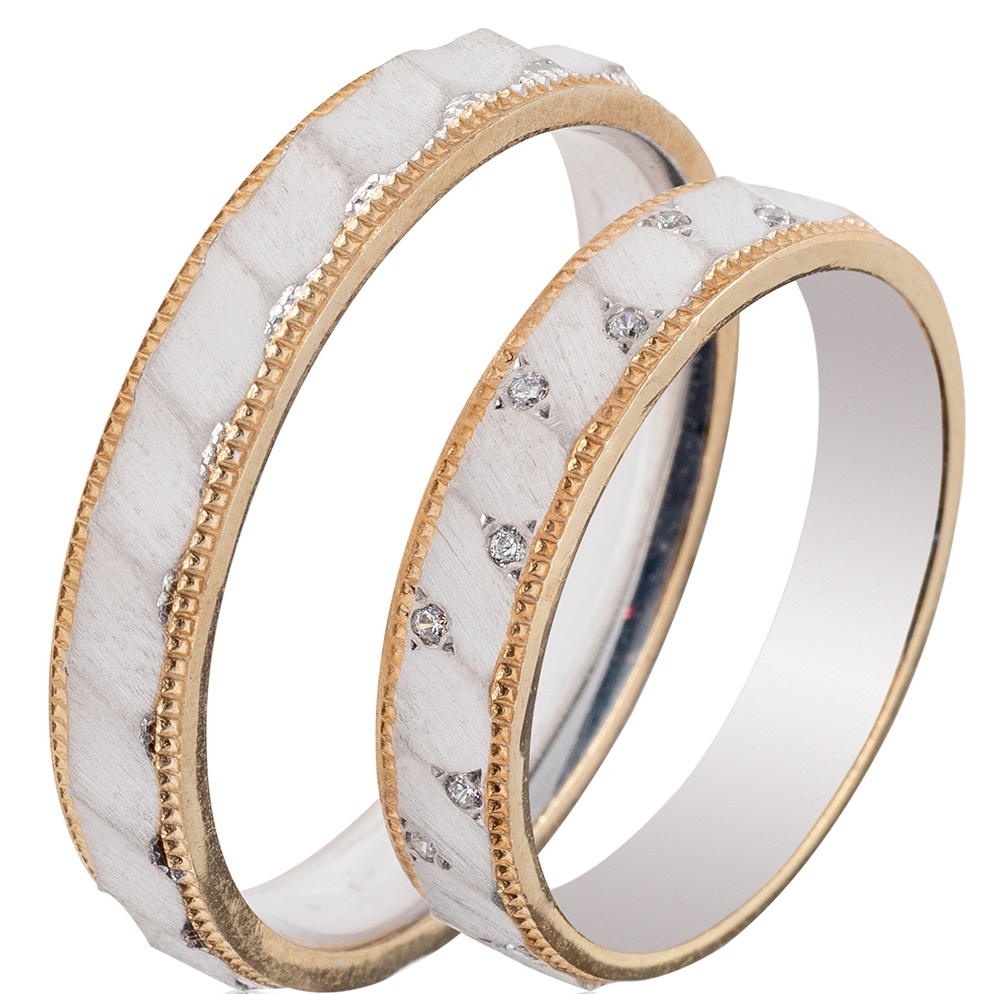 MASCHIO FEMMINA Famous Couple Collection Wedding Rings White and Yellow Gold TMF-70