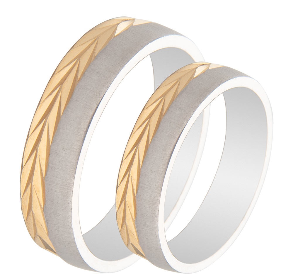 MASCHIO FEMMINA Famous Couple Collection Βέρες Λευκό και Κίτρινο  Χρυσό TMF-74