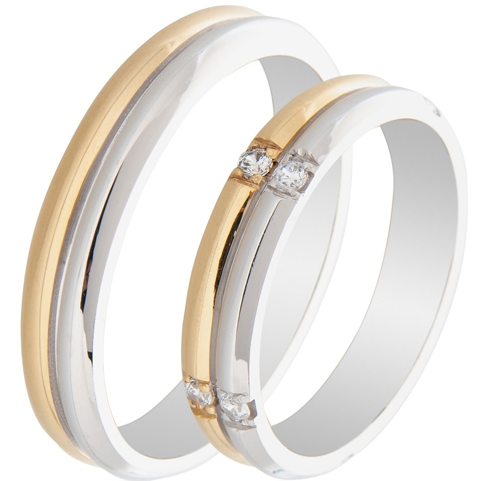 MASCHIO FEMMINA Famous In Love Collection Wedding Rings White and Yellow Gold TMF-84
