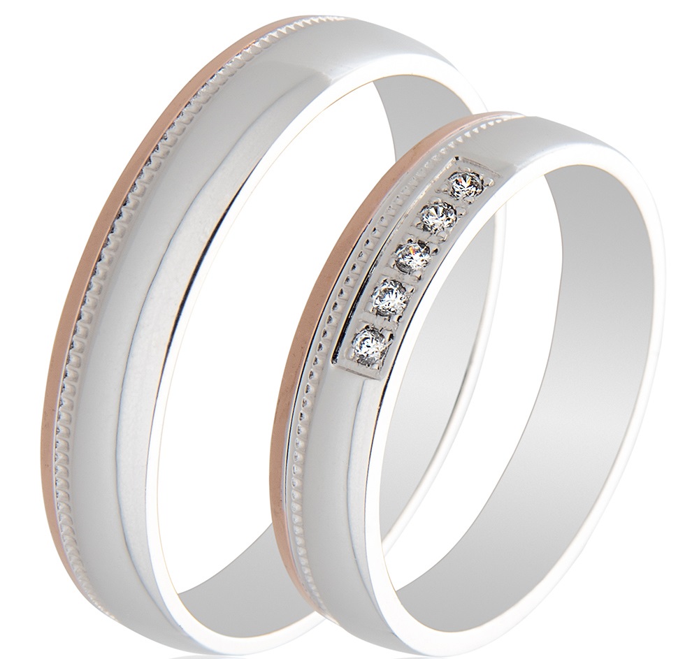 MASCHIO FEMMINA Famous In Love Collection Βέρες Ροζ  και  Λευκό Χρυσό TMF-86 - Ροζ & Λευκό Χρυσό