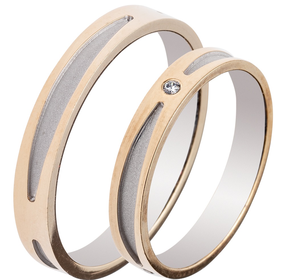 MASCHIO FEMMINA Famous Couple Collection Wedding Rings White and Yellow Gold TMF-56