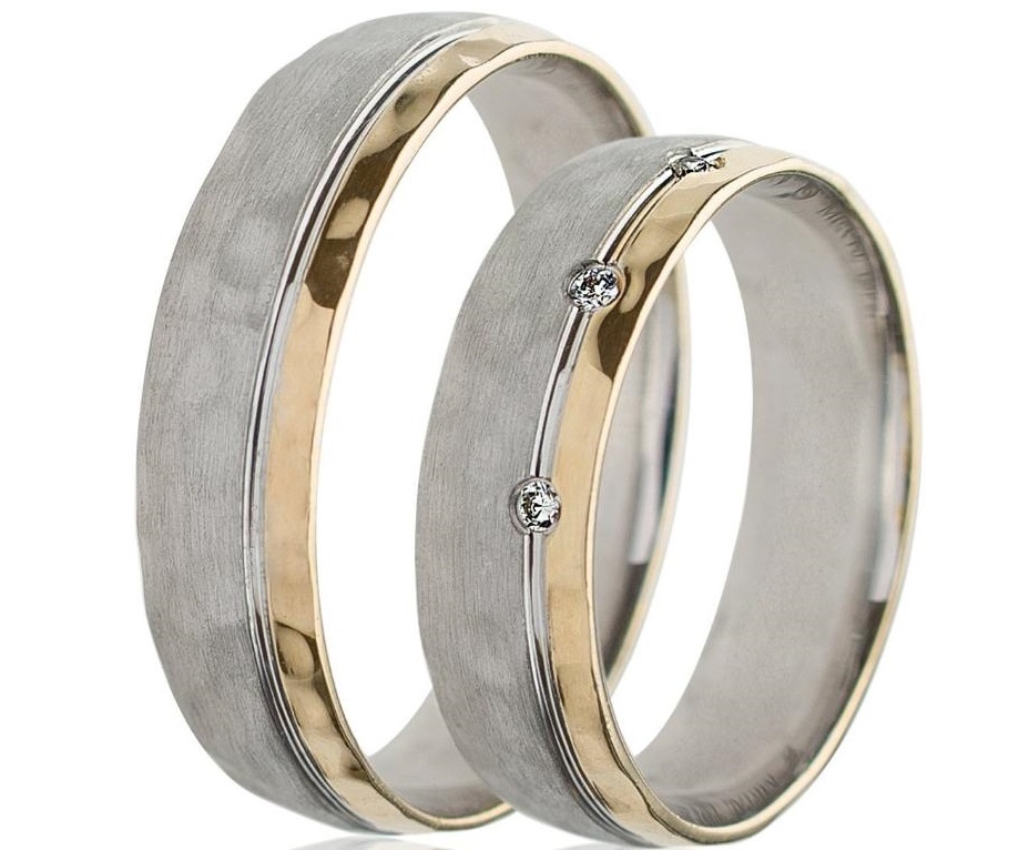 MASCHIO FEMMINA Celebrity Collection Wedding Rings White and Yellow Gold TMF-01
