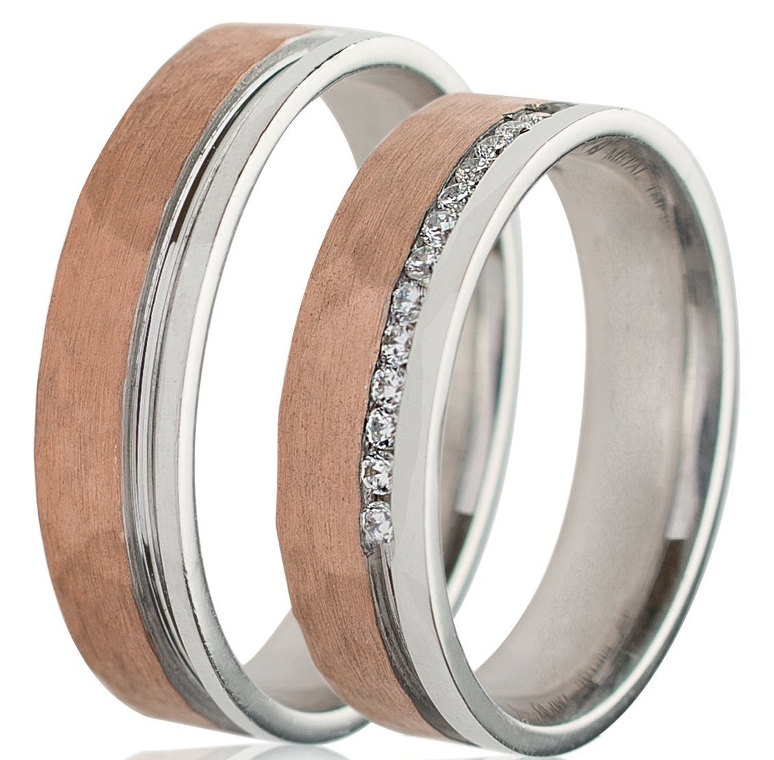 MASCHIO FEMMINA Celebrity Collection Wedding Rings White and Rose Gold TMF-03