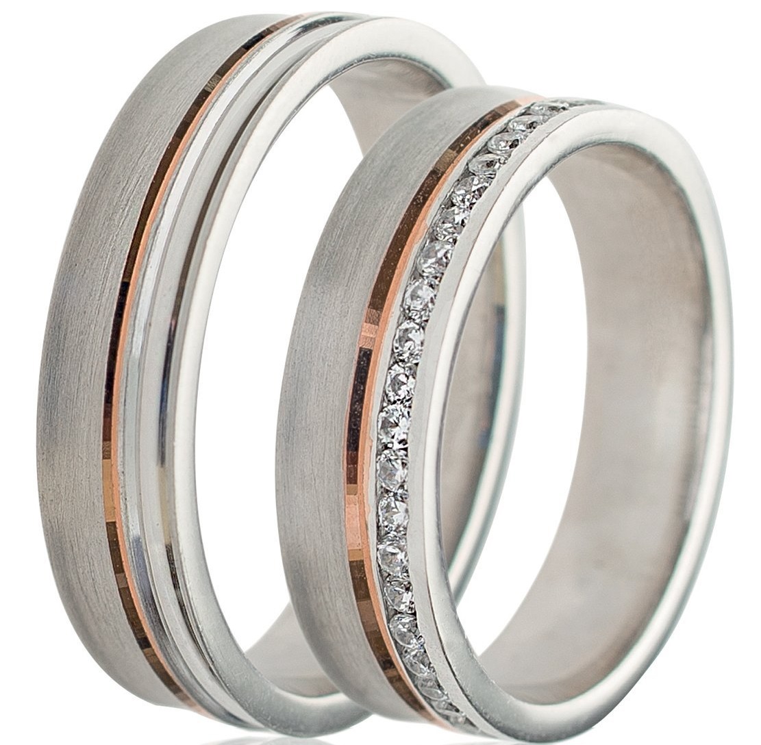 MASCHIO FEMMINA Celebrity Collection Wedding Rings White and Rose Gold TMF-07