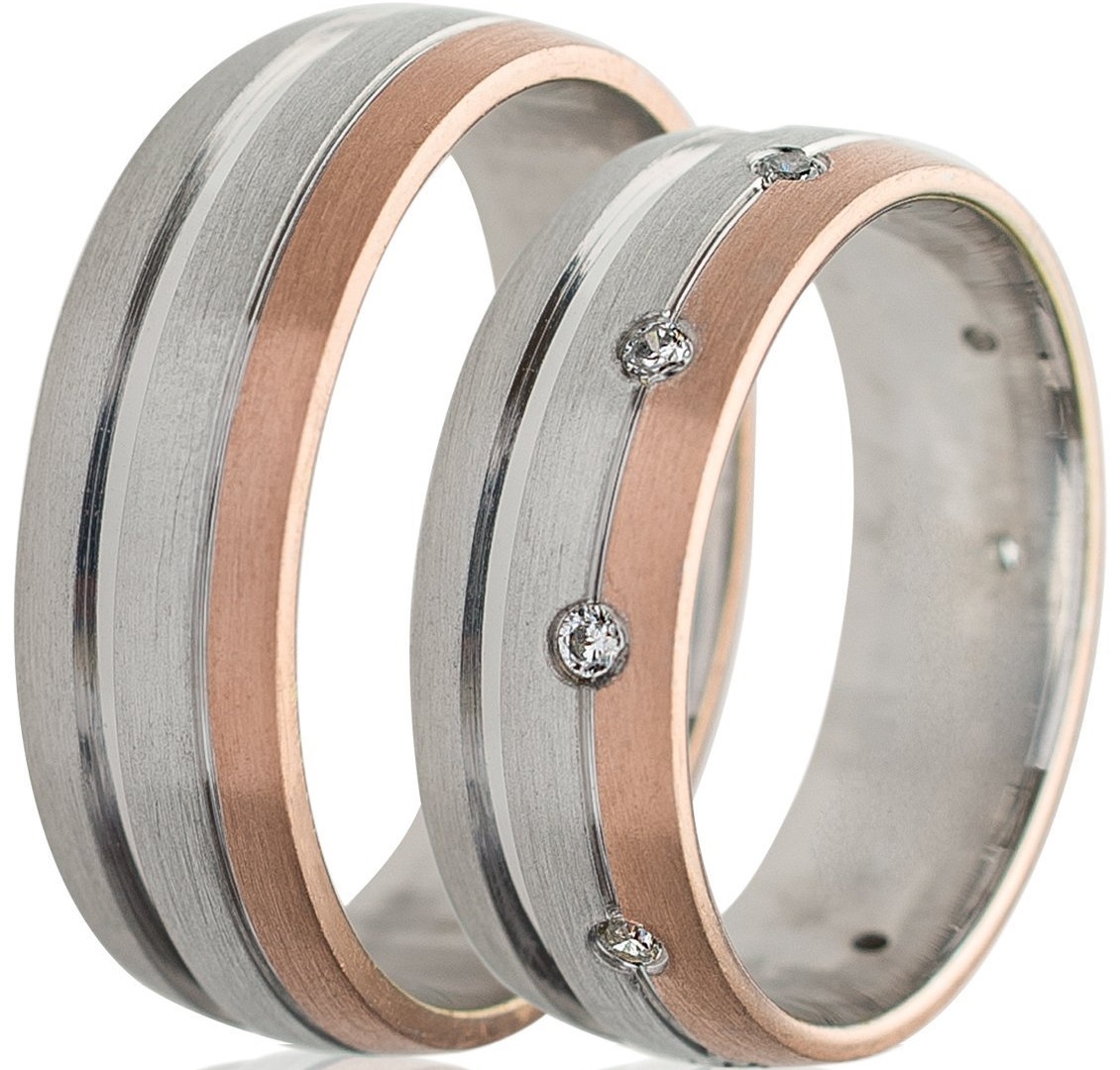 MASCHIO FEMMINA Celebrity Collection Wedding Rings White and Rose Gold TMF-10