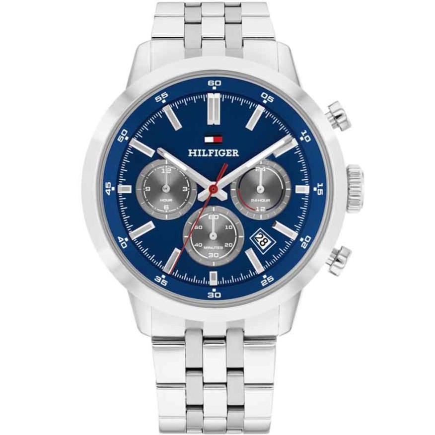 TOMMY HILFIGER Kent Chronograph Blue Dial 43mm Silver Stainless Steel Bracelet 1710753 - 