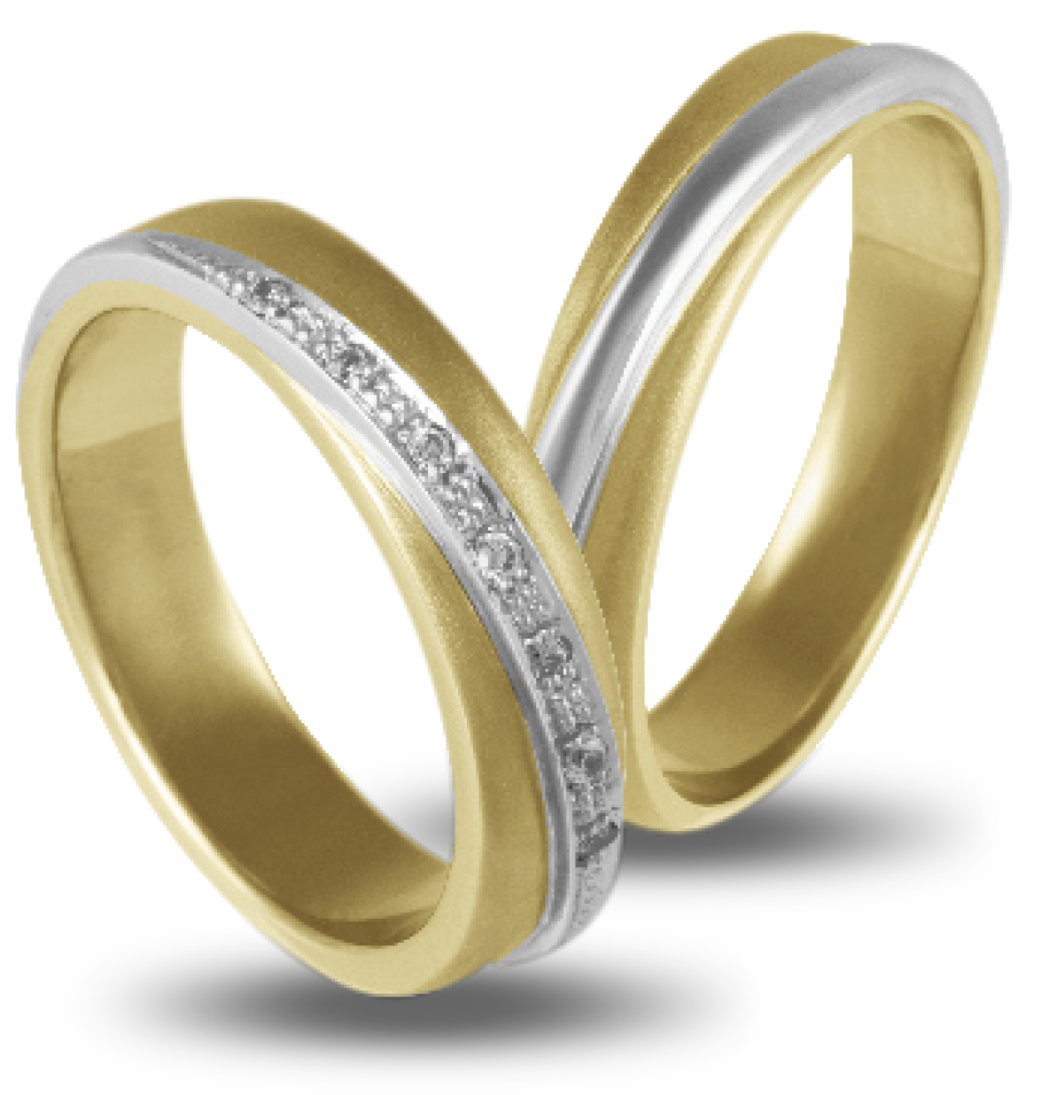 VERES4EVER Collection Βέρες Λευκό και Κίτρινο Χρυσό V2010CZ - Κίτρινο & Λευκό Χρυσό