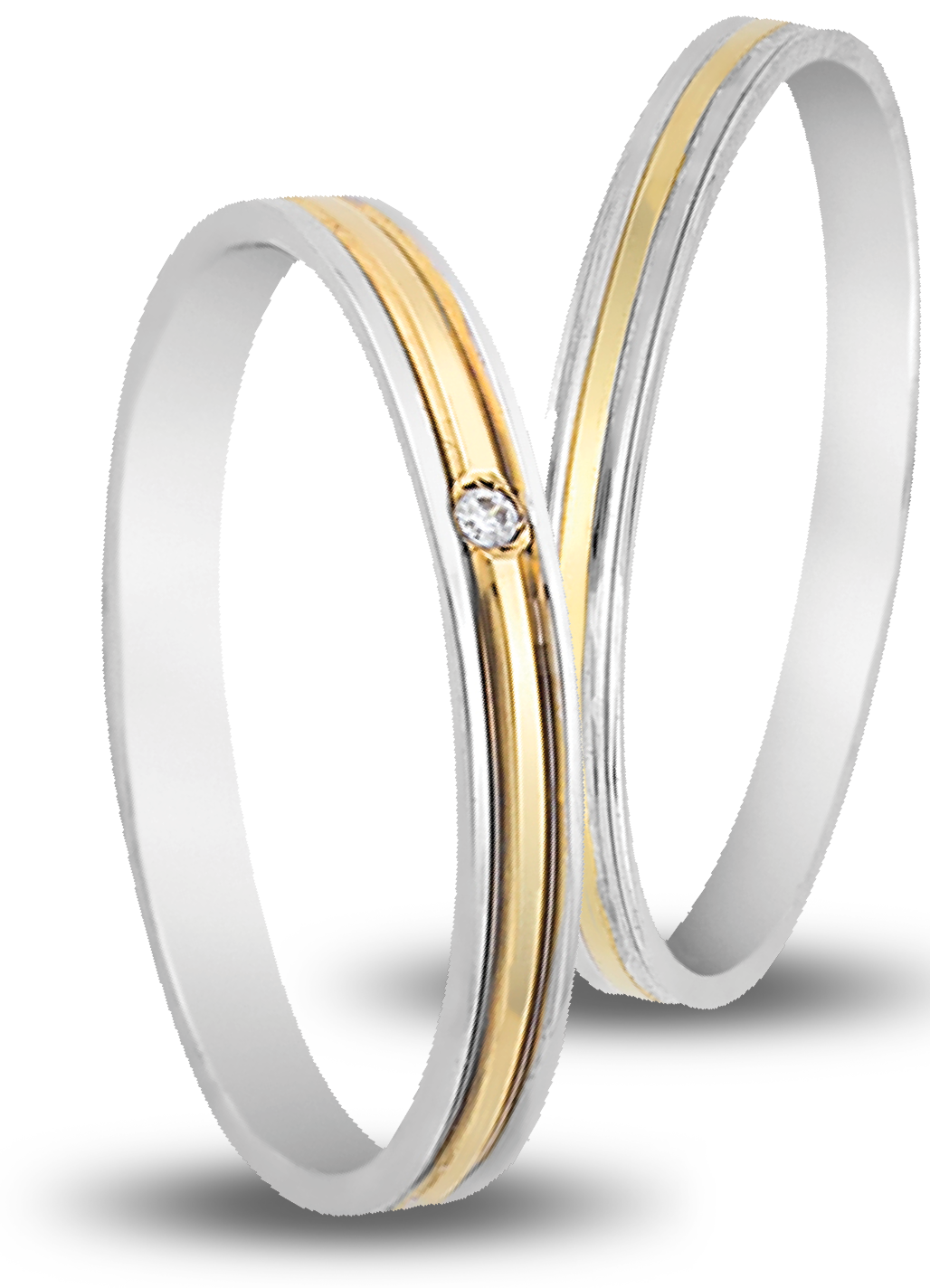 VERES4EVER Collection Βέρες Λευκό και Κίτρινο Χρυσό V3127CZ - Κίτρινο & Λευκό Χρυσό