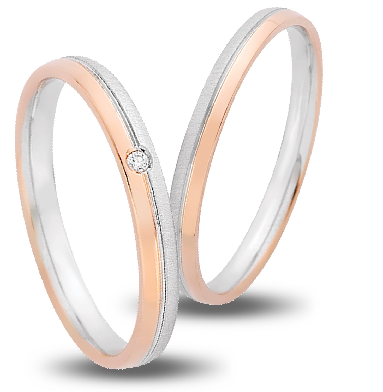 VERES4EVER Collection Wedding Rings White and Rose Gold V5014CZ - Rose & White Gold