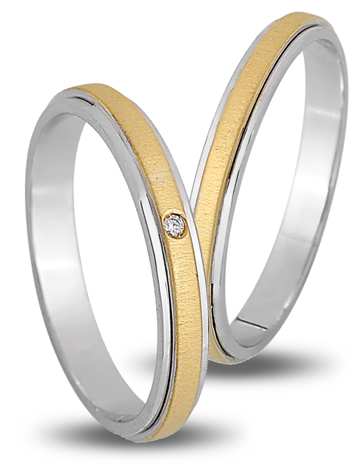 VERES4EVER Collection Wedding Rings White and Yellow Gold V5018CZ - Yellow & White Gold