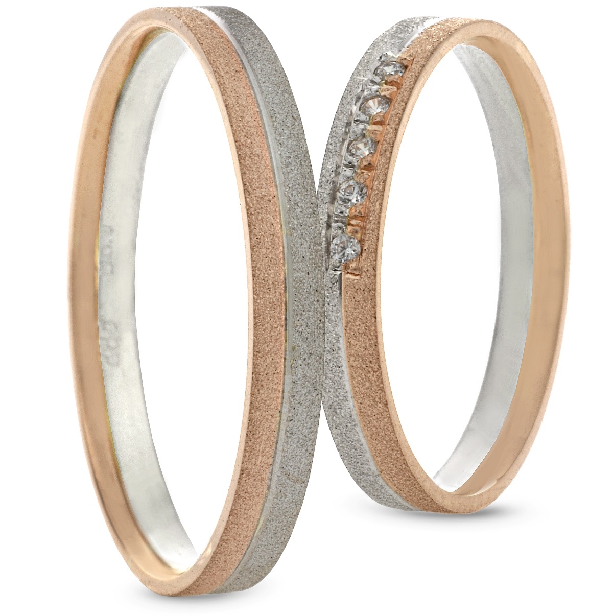 VERES4EVER Collection Wedding Rings White and Rose Gold V5037 - Rose & White Gold