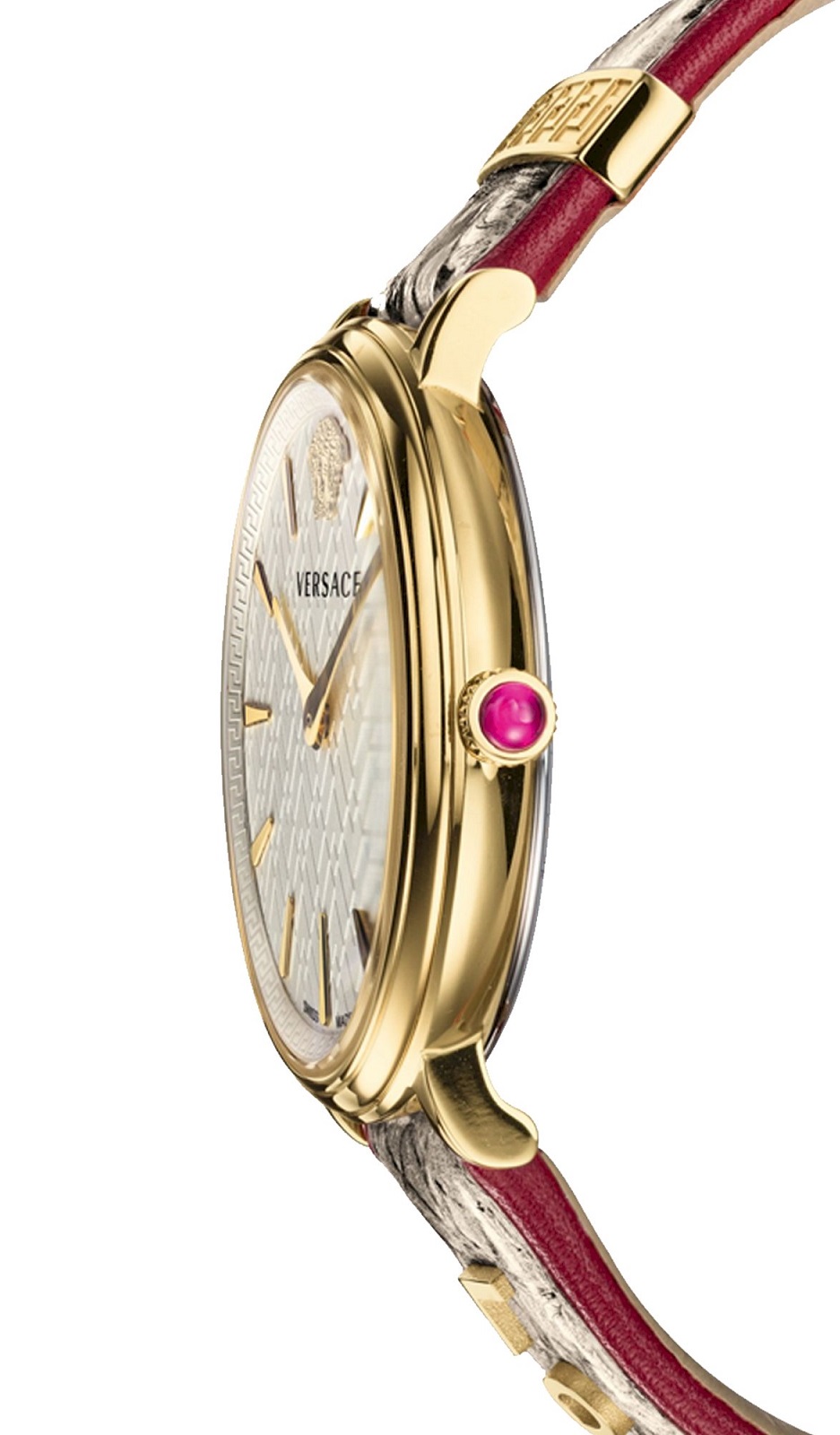 VERSACE V-Circle 38mm Gold Stainless Steel Multicolor Leather Strap VBP080017 - 2