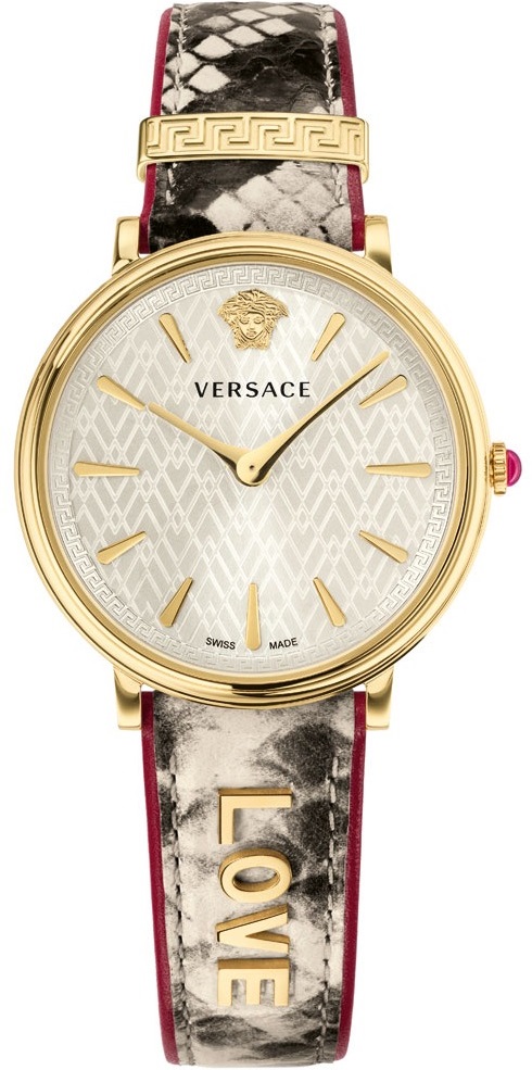 VERSACE V-Circle 38mm Gold Stainless Steel Multicolor Leather Strap VBP080017 - 1