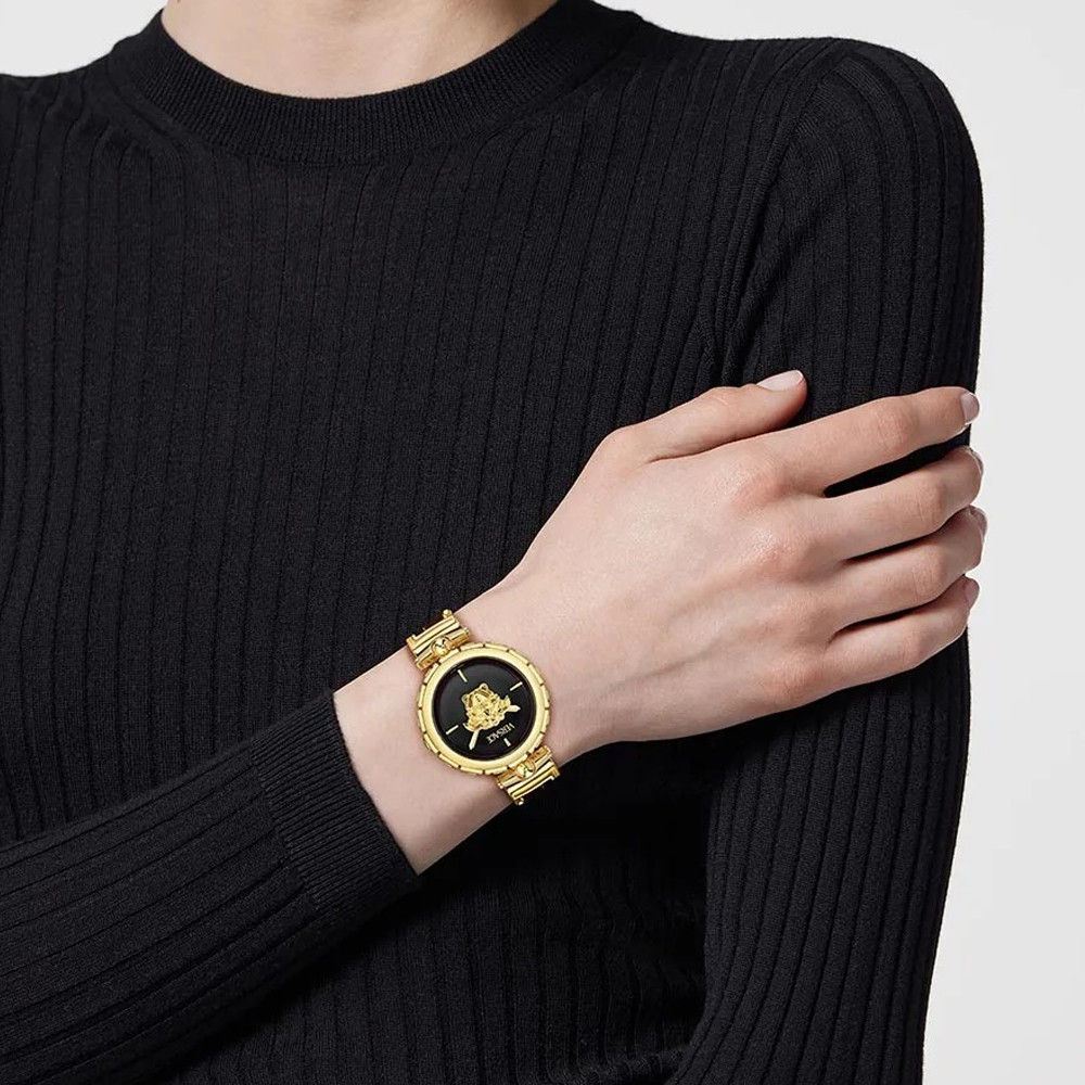 VERSACE Medusa Jewel Black Dial 34mm Gold Stainless Steel Bracelet VE0B00525 - 4