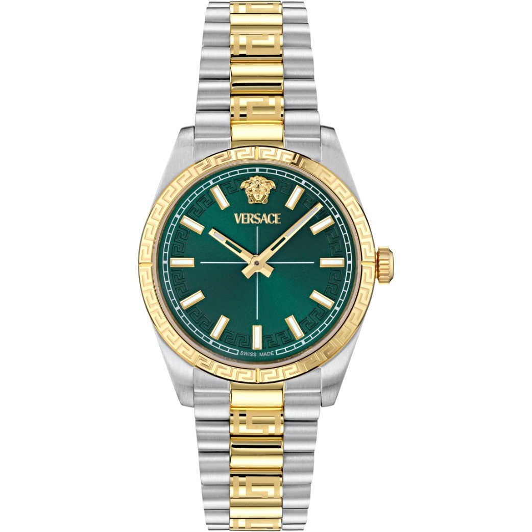 VERSACE Millenyium Lady Green Sunray Dial 32mm Two Tone Gold Stainless Steel Bracelet VE0E00425 - 