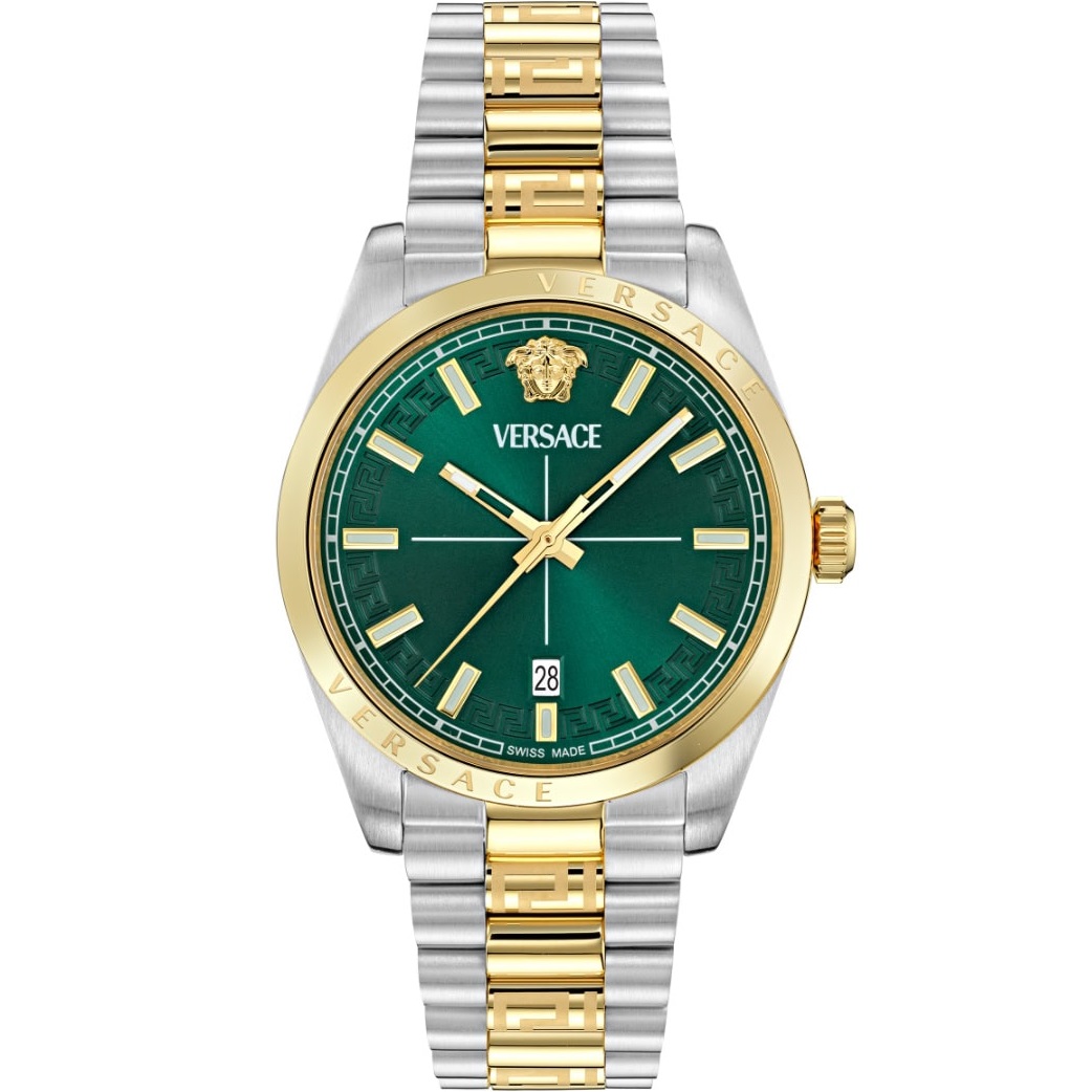 VERSACE Millenyium Gent Green Dial 40mm Two Tone Gold Stainless Steel Bracelet VE0G00425 - 
