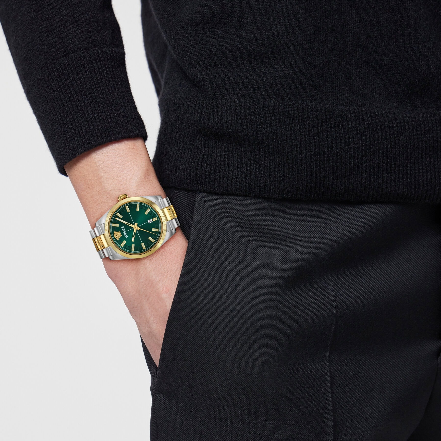 VERSACE Millenyium Gent Green Dial 40mm Two Tone Gold Stainless Steel Bracelet VE0G00425 - 4