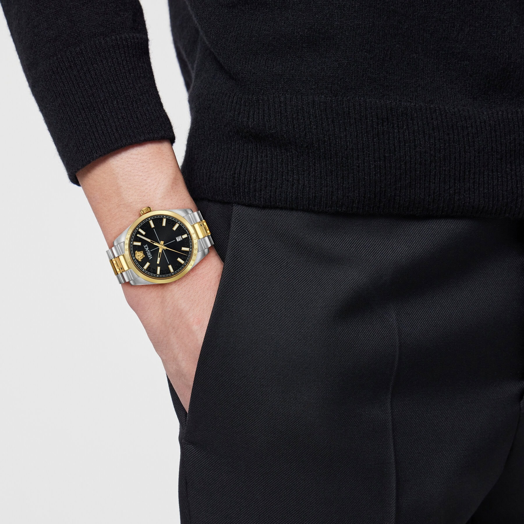 VERSACE Millenyium Gent Black Dial 40mm Two Tone Gold Stainless Steel Bracelet VE0G00525 - 4