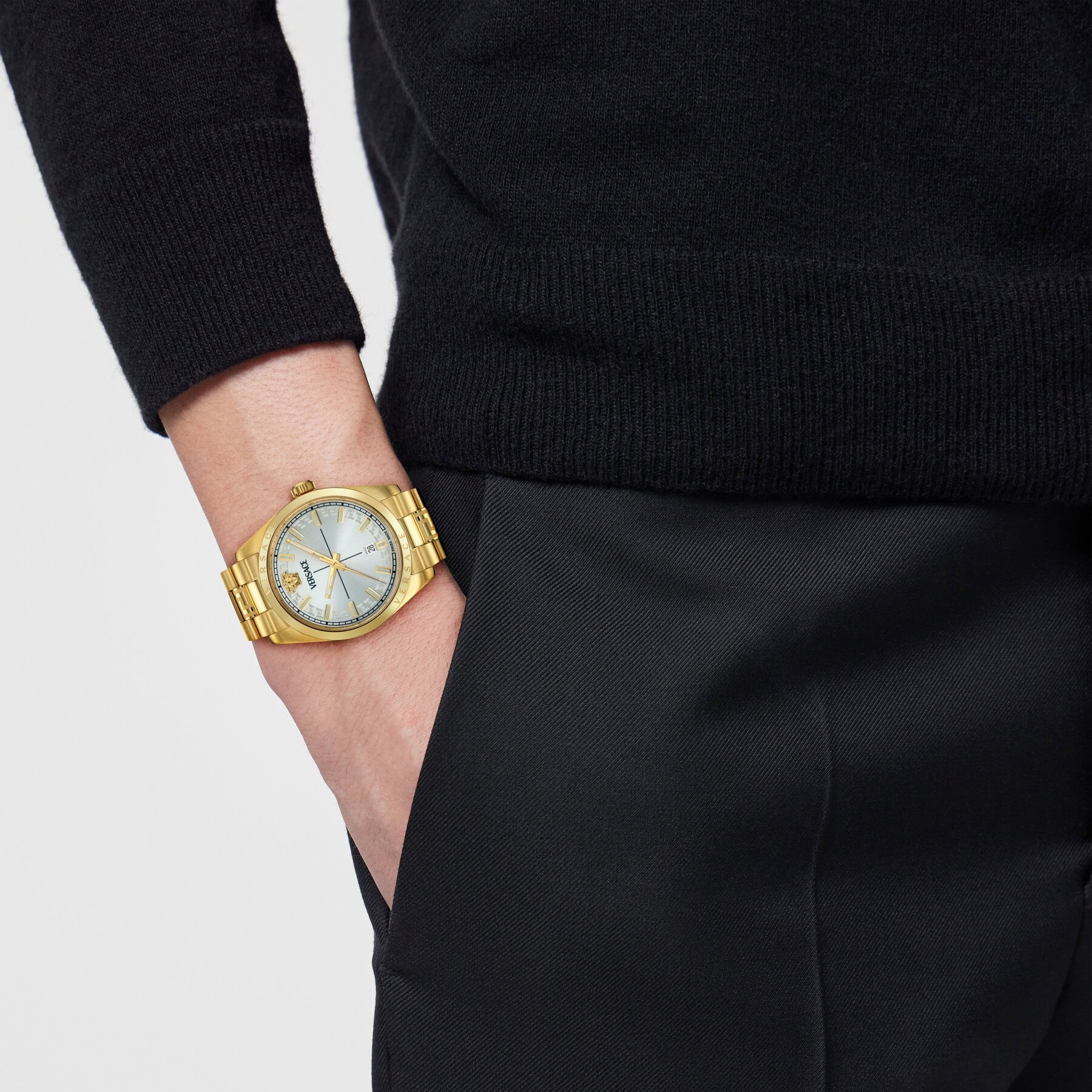 VERSACE Millenyium Gent Silver Dial 40mm Gold Stainless Steel Bracelet VE0G00625 - 4