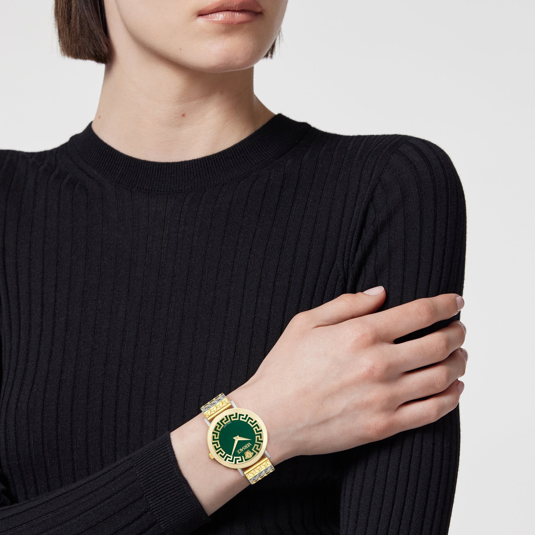 VERSACE Daedalus Green Dial 35mm Two Tone Gold Stainless Steel Bracelet VE9A00424 - 4