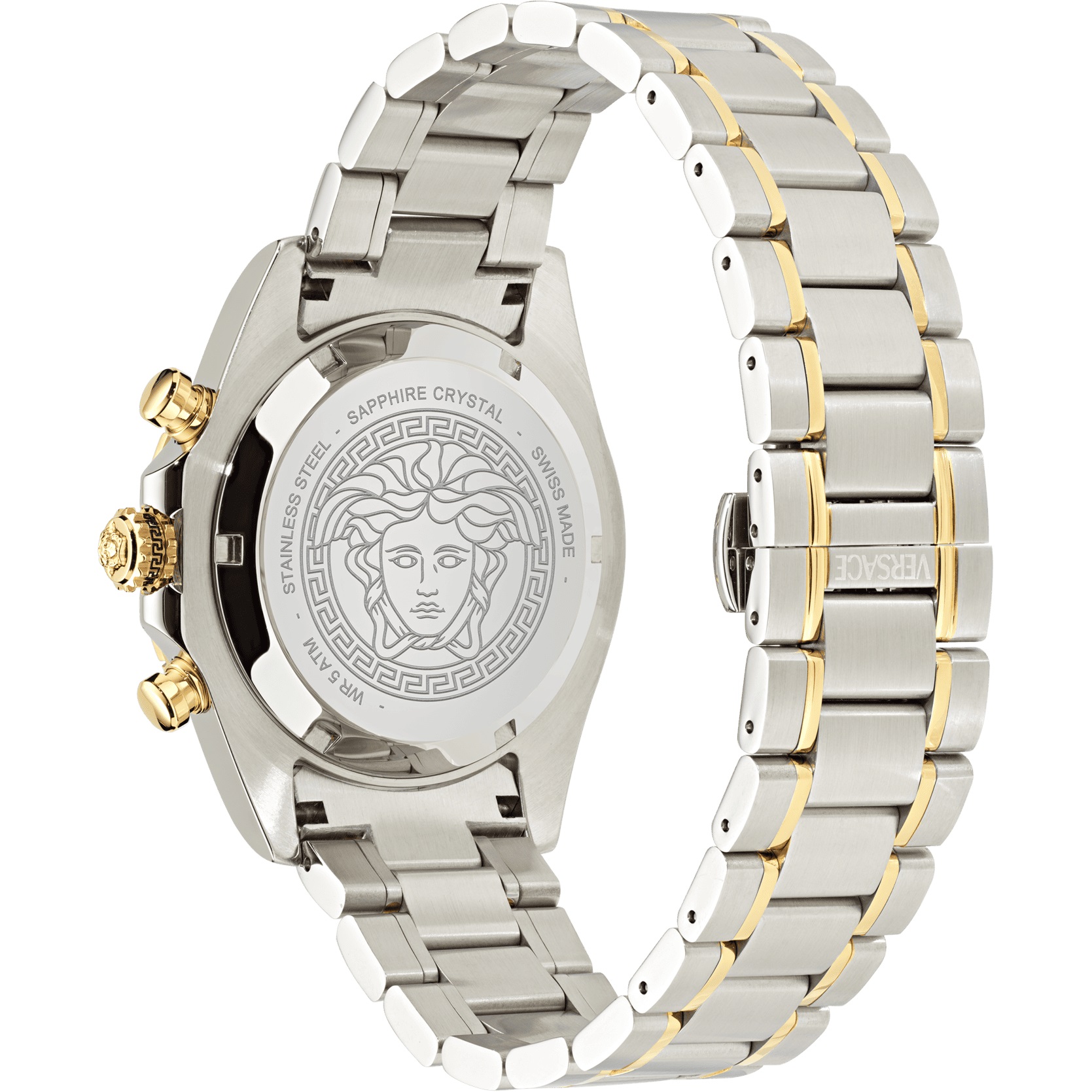 VERSACE Chrono X Green Dial 44mm Two Tone Gold Stainless Steel Bracelet VE9K00424 - 