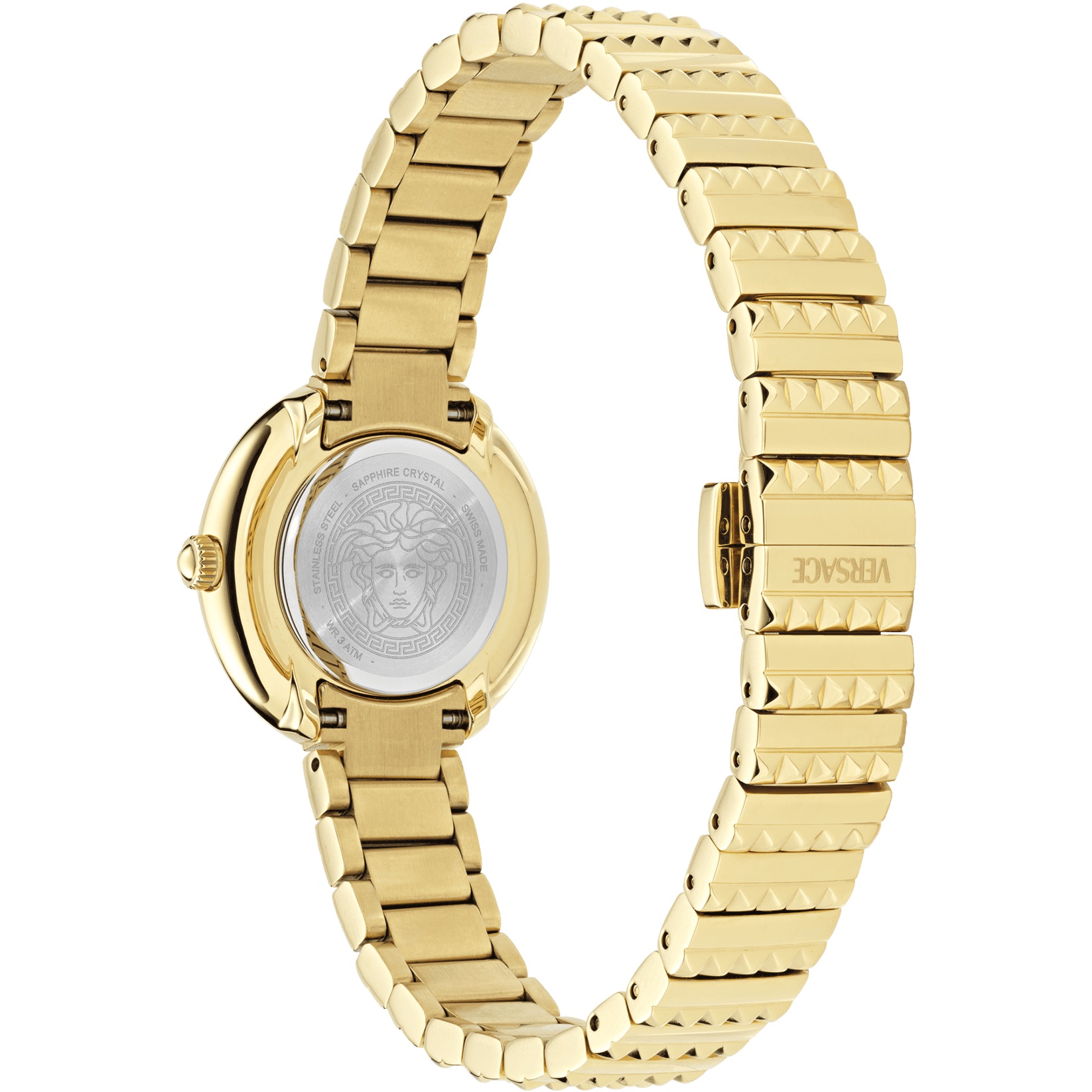 VERSACE Greca Goddess Petite Black Dial 28mm Gold Stainless Steel Bracelet VEDFA0524 - 