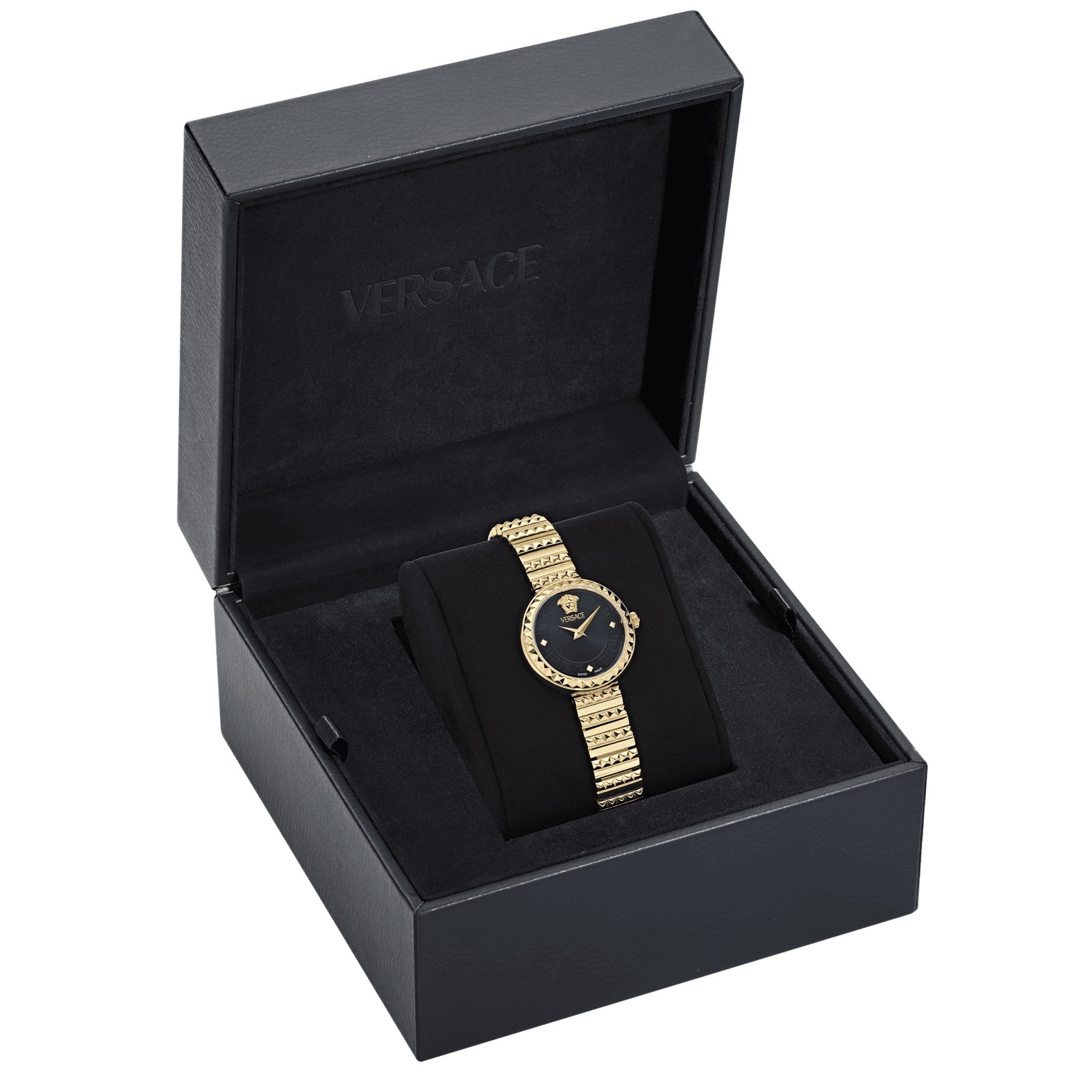VERSACE Greca Goddess Petite Black Dial 28mm Gold Stainless Steel Bracelet VEDFA0524 - 4