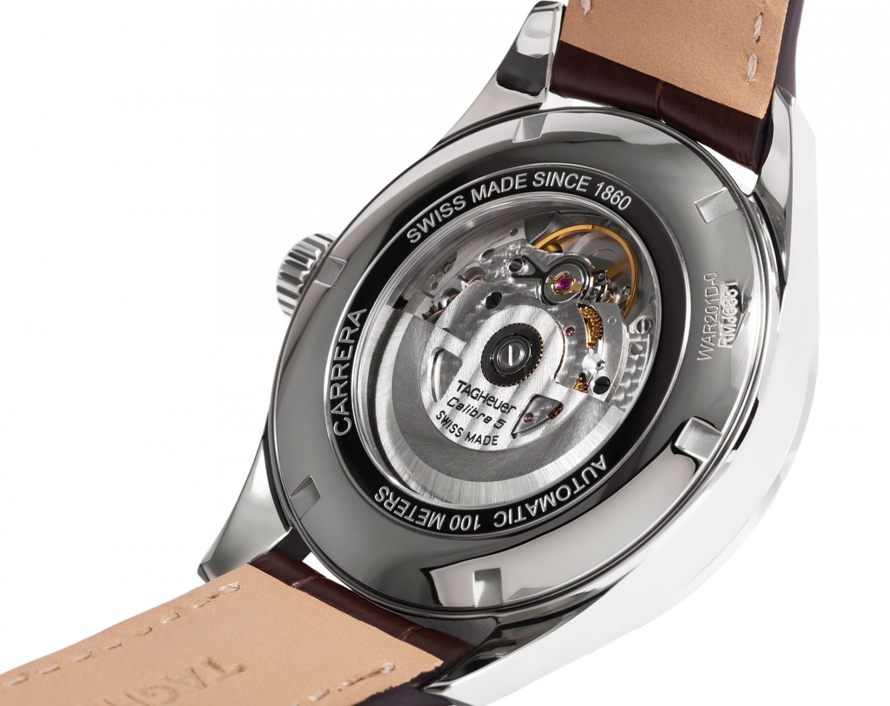 TAG HEUER Carrera Automatic 41mm Silver Stainless Steel Brown Leather Strap WAR201D.FC6291 - 
