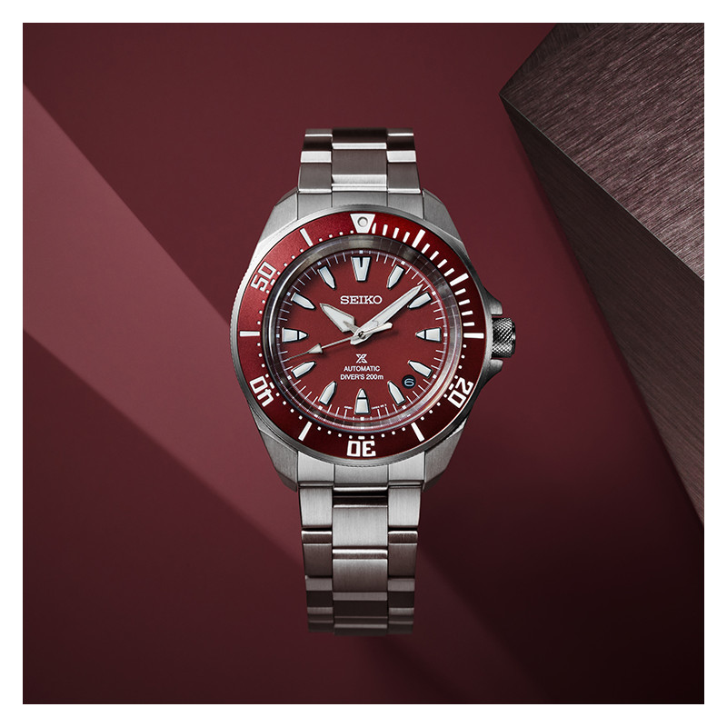SEIKO Prospex 'Samurai' 4R Red Diver's Automatic Red Dial 41.7mm Silver Stainless Steel Bracelet SRPL11K1 - 5