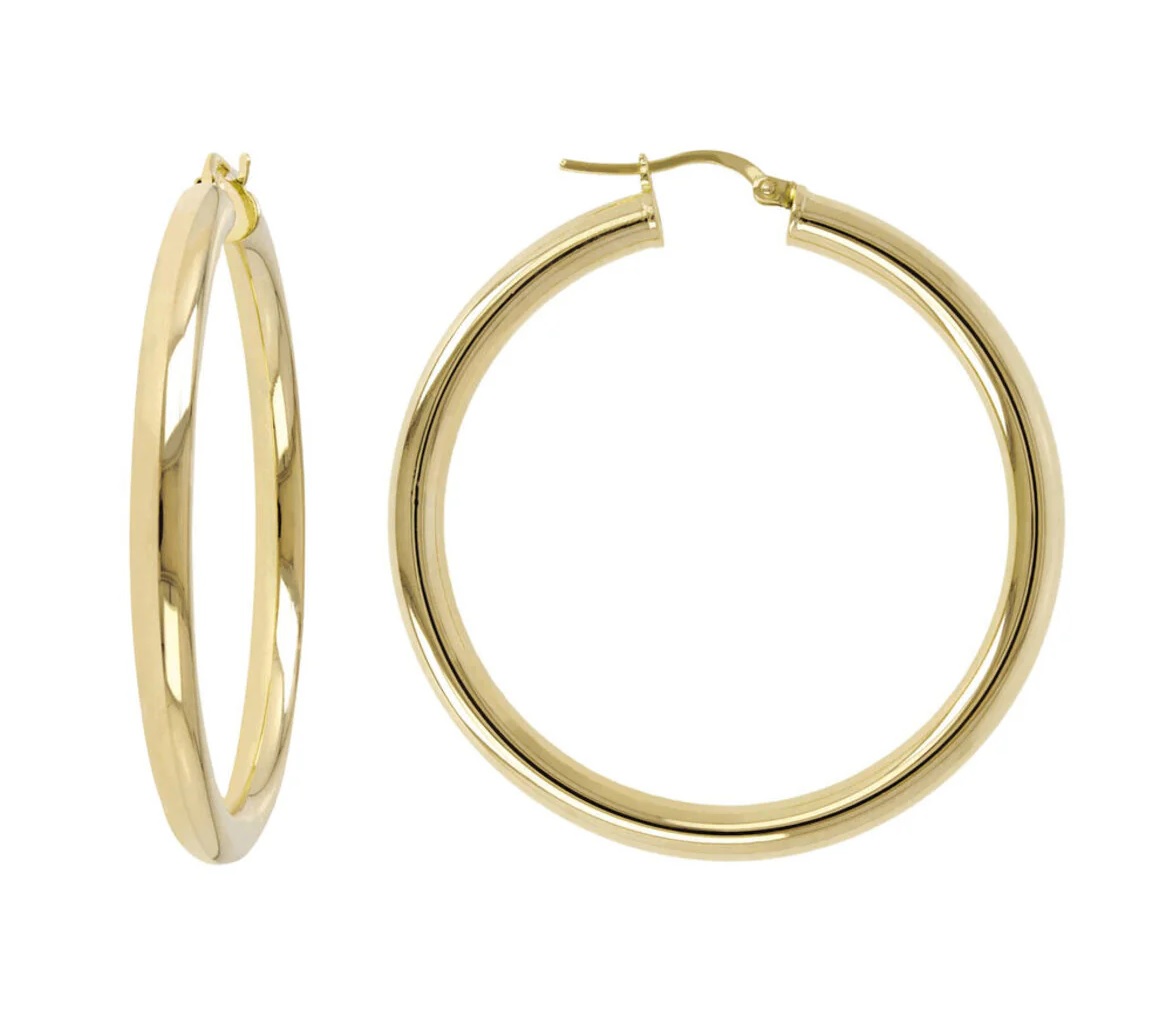 BRONZALLURE Golden Hoop Earrings Yellow Gold WSBZ00311Y.Y - 