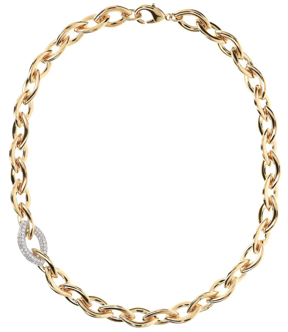 BRONZALLURE Yellow Gold Marquise Necklace with Pavé Element in Cubic Zirconia  WSBZ01111Y.WY - 