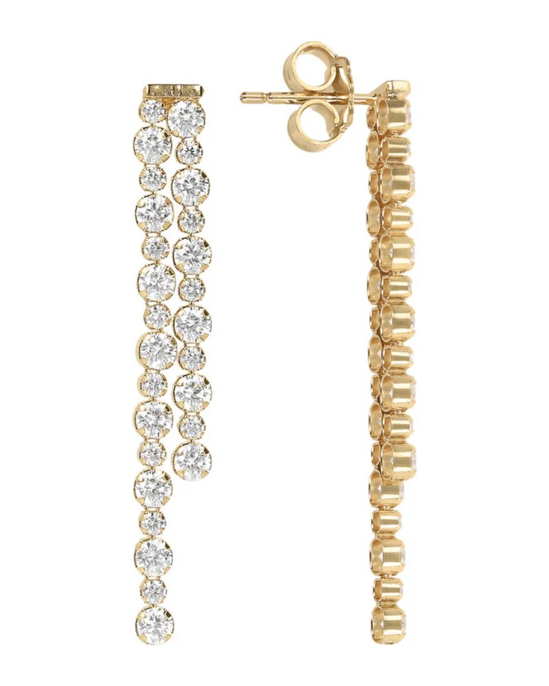 BRONZALLURE Yellow Gold Tennis Double Earrings with Cubic Zirconia WSBZ01589Y.Y - 