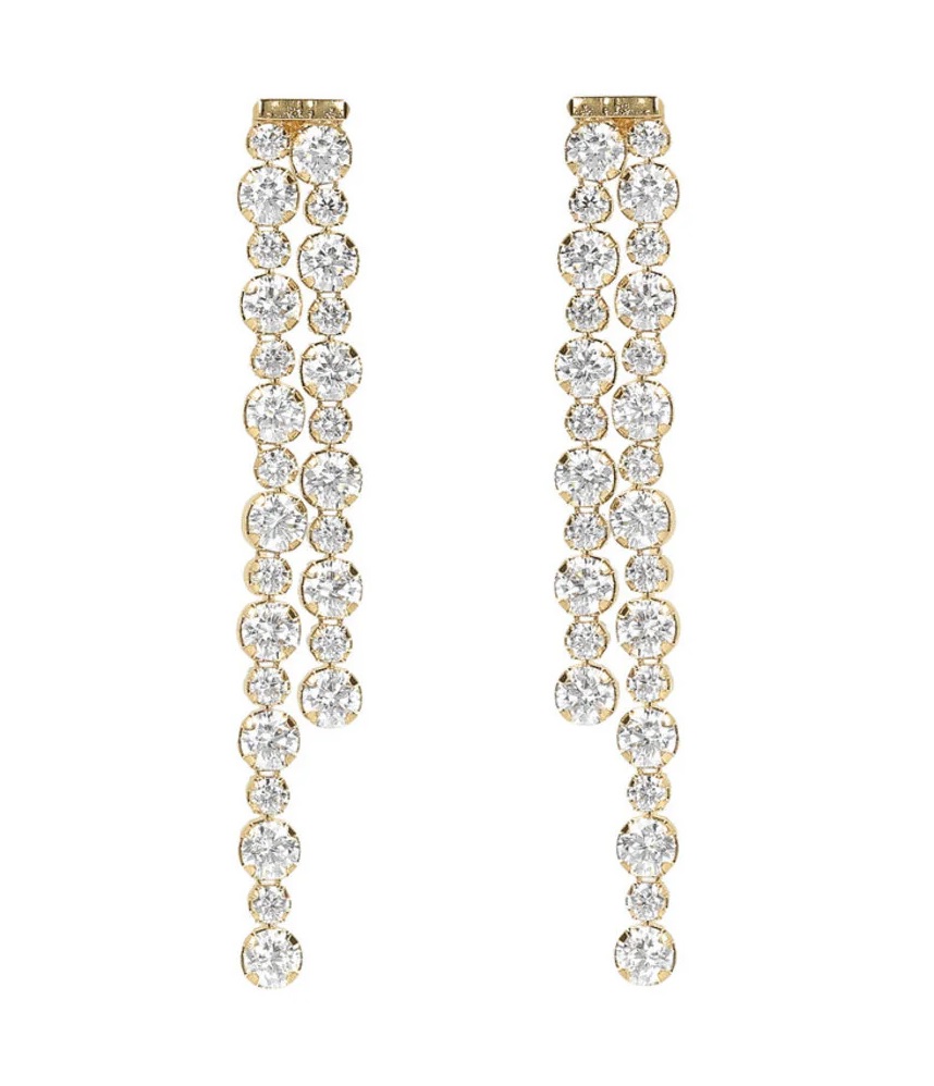BRONZALLURE Yellow Gold Tennis Double Earrings with Cubic Zirconia WSBZ01589Y.Y - 