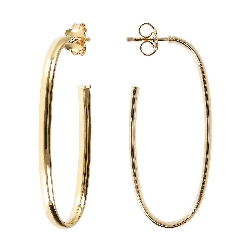 BRONZALLURE Yellow Gold Semi-oval Hoop Earrings WSBZ01666Y.YG - 