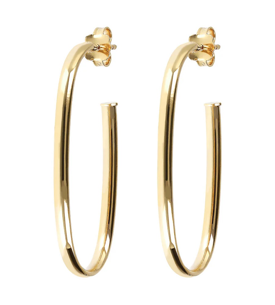 BRONZALLURE Yellow Gold Semi-oval Hoop Earrings WSBZ01666Y.YG - 